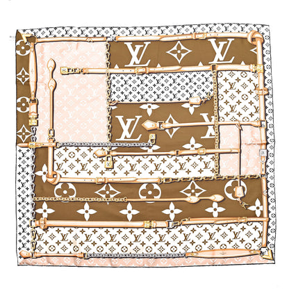 Louis Vuitton Silk Monogram Confidential Square Scarf Kaki 1 of 4