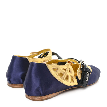 Miu Miu Nappa Silk Raso Ballerina Mules 35.5 Baltico Oro 5 of 9