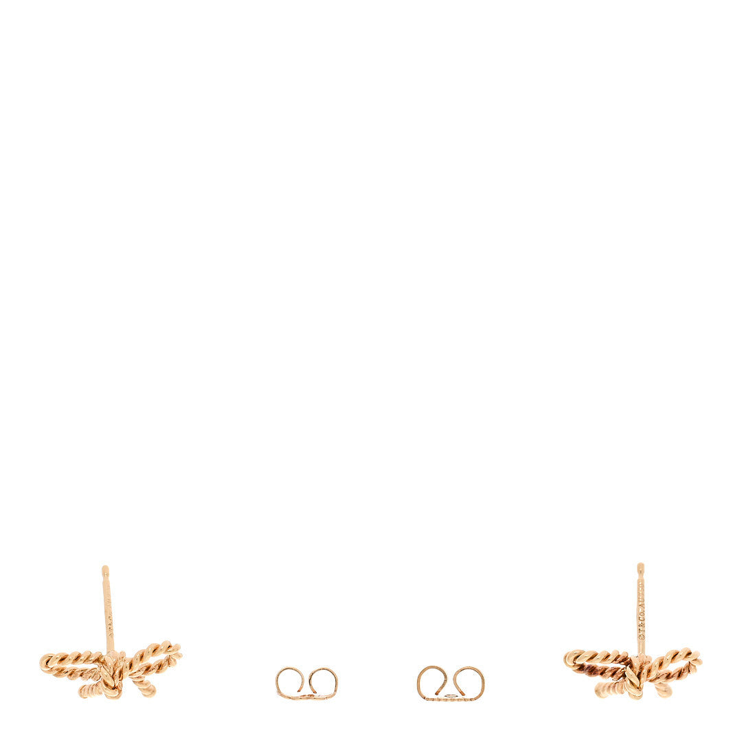 Tiffany 18K Yellow Gold Twist Bow Earrings 3 of 4