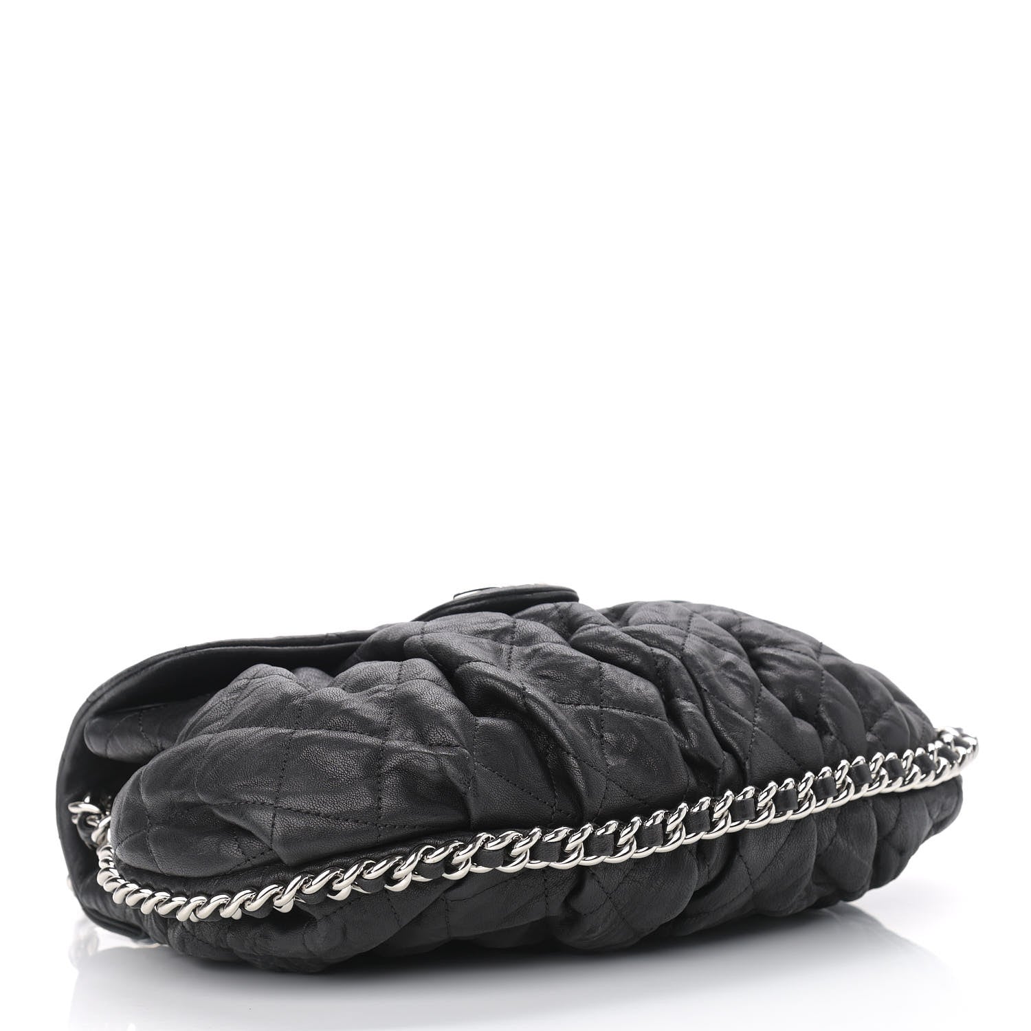 Chanel Washed Lambskin Quilted Chain Around Messenger Black 4 of 10