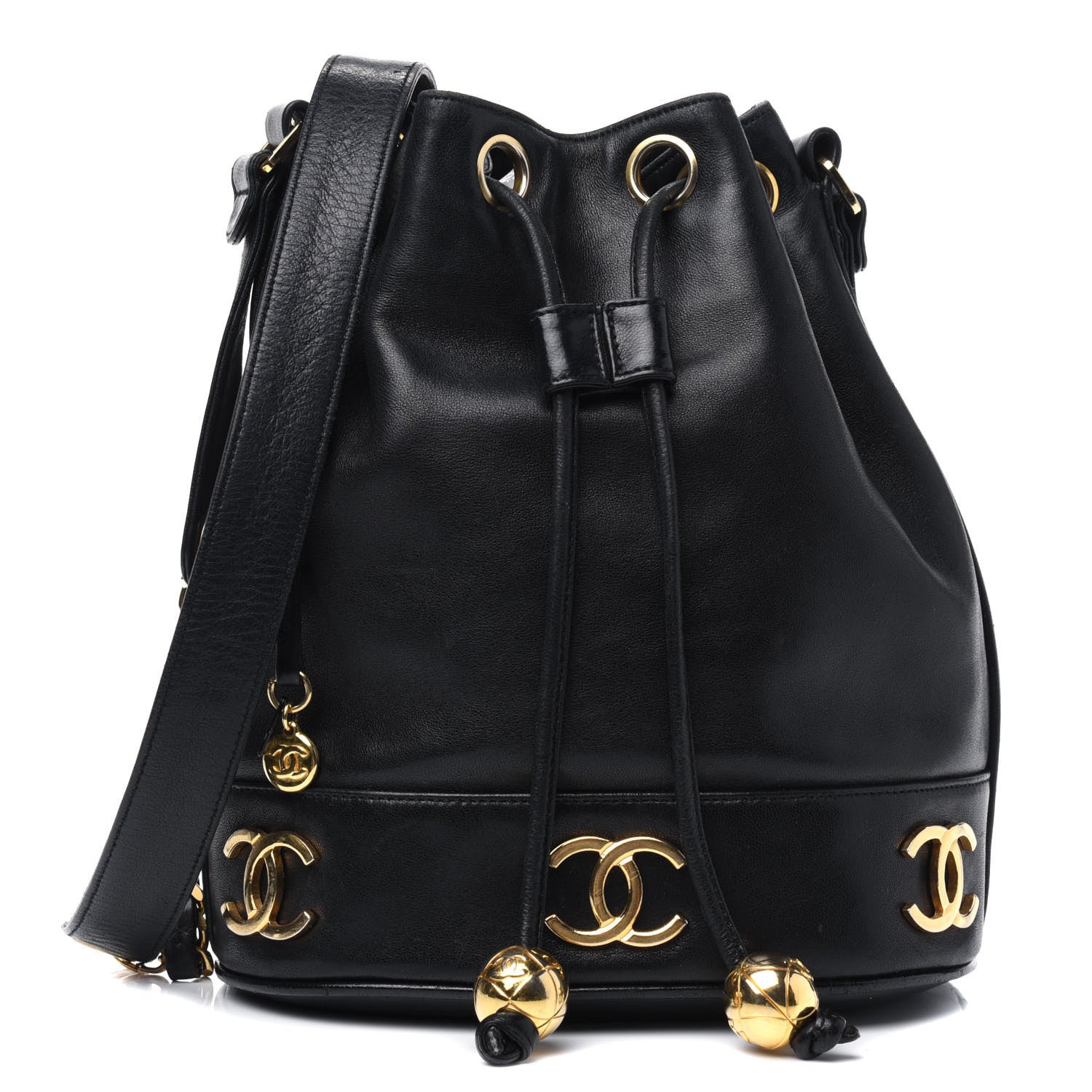 Chanel Lambskin Drawstring Bucket Bag Black 1 of 18