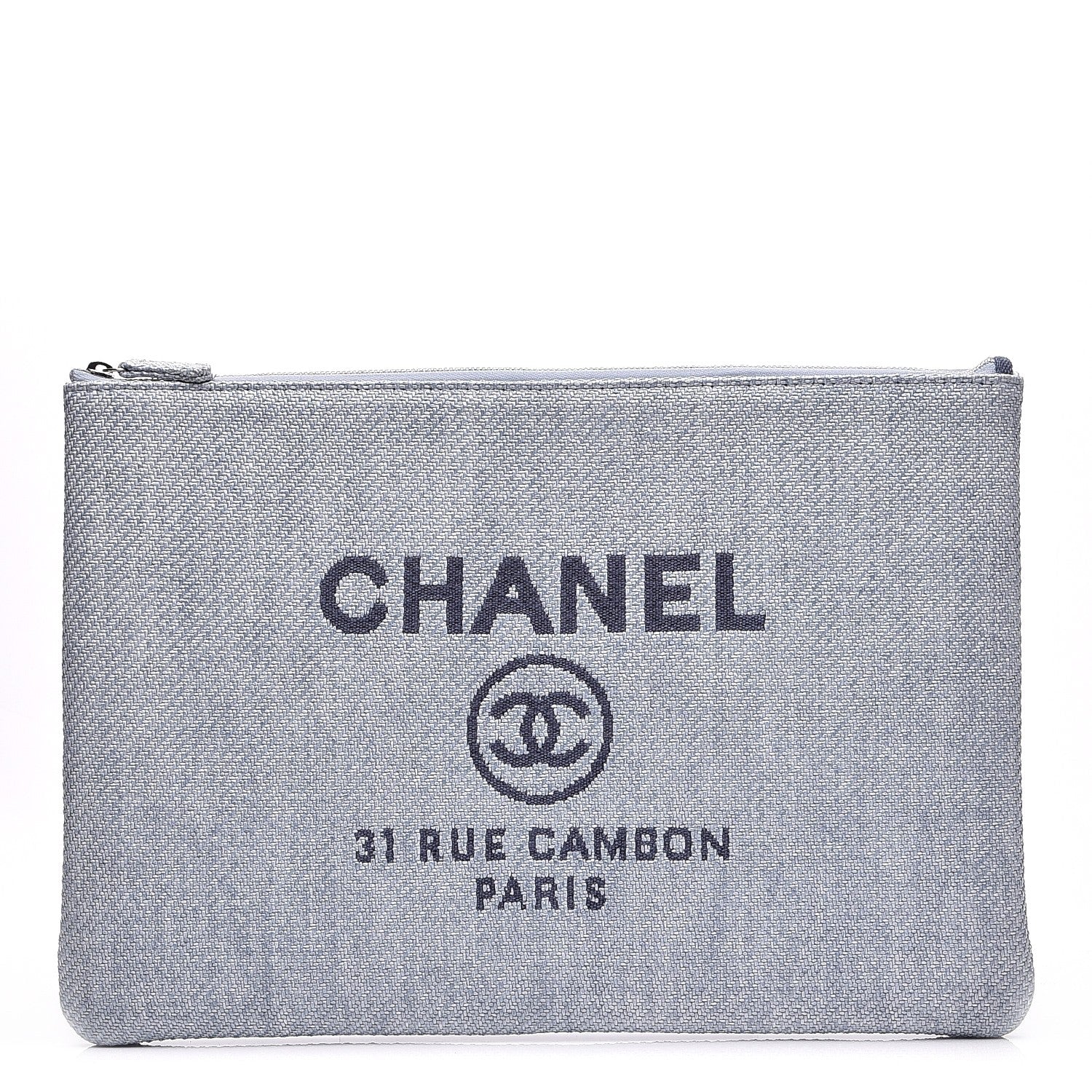 Chanel Canvas Large Deauville Pouch Blue 1 of 8
