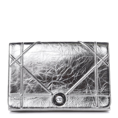 Christian Dior Metallic Calfskin Diorama Clutch Silver 1 of 8