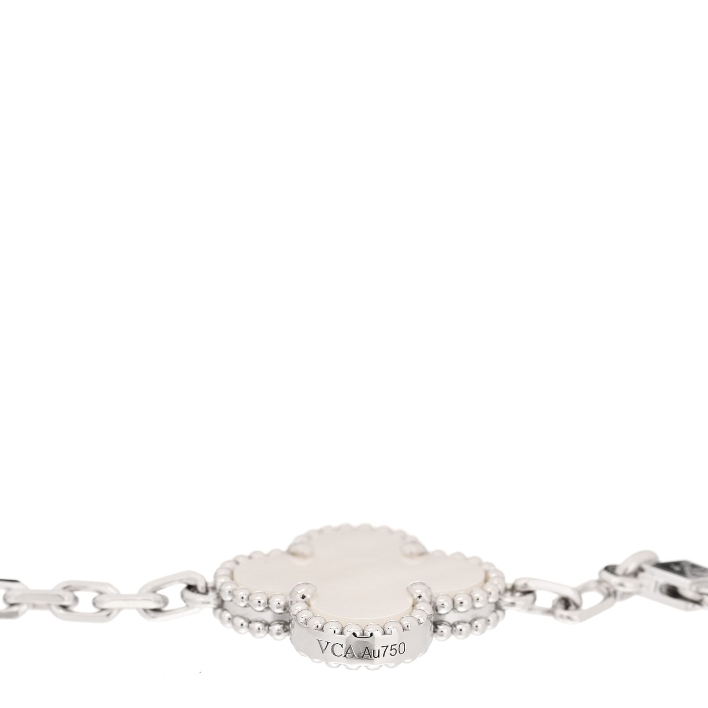 18K White Gold Mother of Pearl 5 Motifs Vintage Alhambra Bracelet