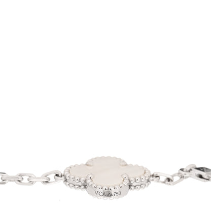 Van Cleef & Arpels 18K White Gold Mother of Pearl 5 Motifs Vintage Alhambra Bracelet 3 of 5