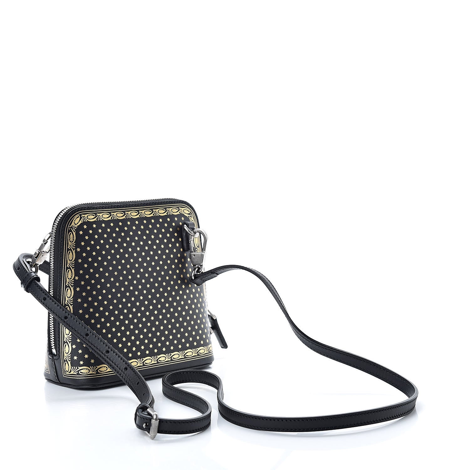 Gucci X SEGA Calfskin GUCCY Stars Mini Dome Shoulder Bag Black Gold 3 of 11