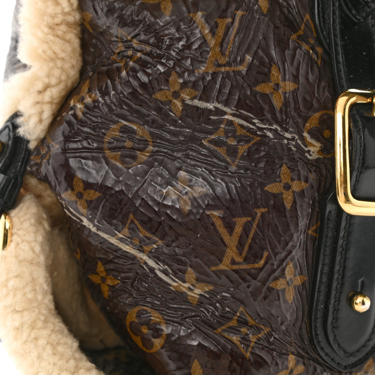 Patent Monogram Shearling Sac Thunder