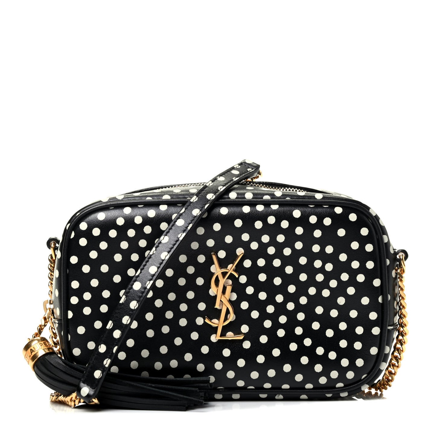 Calfskin Printed Polka Dot Mini Lou Camera Bag Black Crema Soft