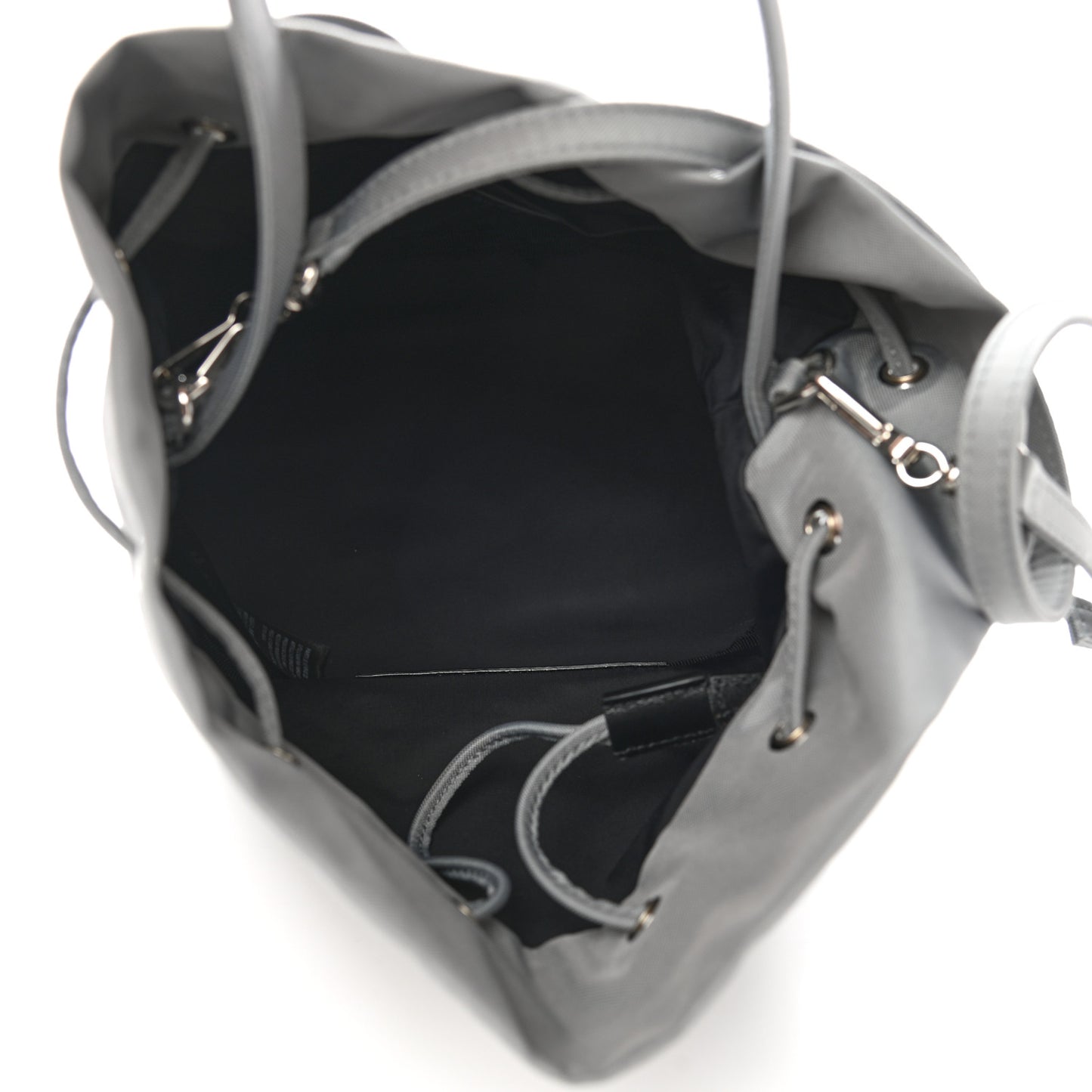 Nylon Wheel Logo Bucket Bag XS Gris Cendre