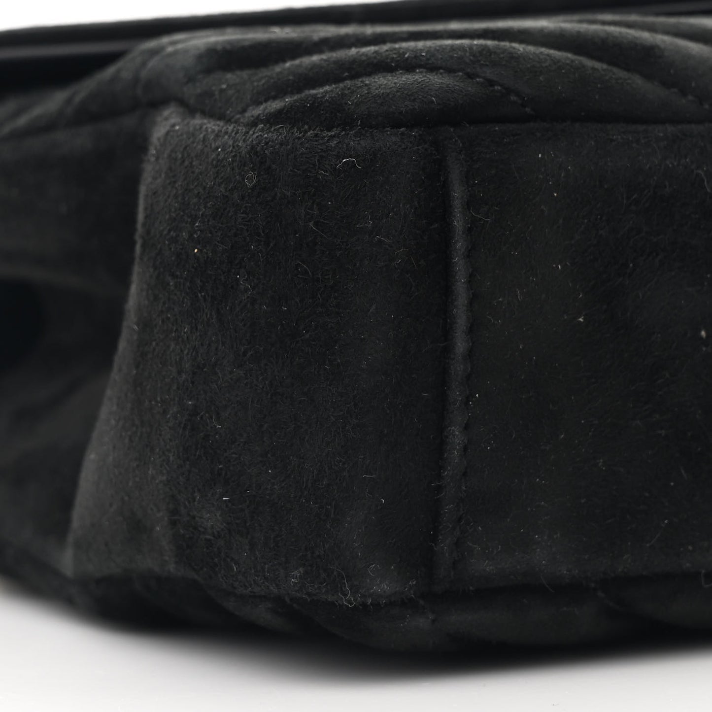 Suede Matelasse Chevron Monogram Medium College Bag Black