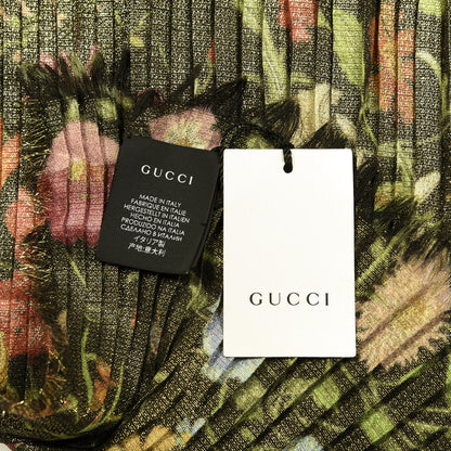 Gucci Wool Golden Flora Pleated Stole Black 3 of 3