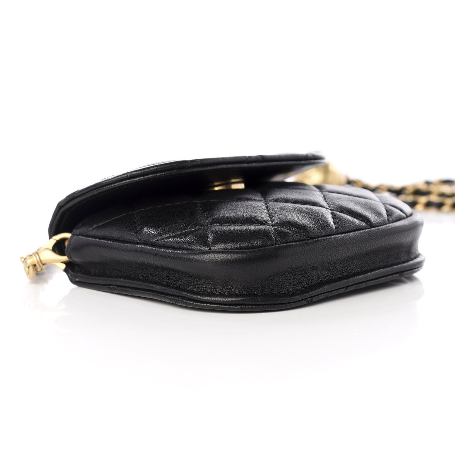Chanel Lambskin Quilted Pearl Crush Waist Bag Black 5 of 10