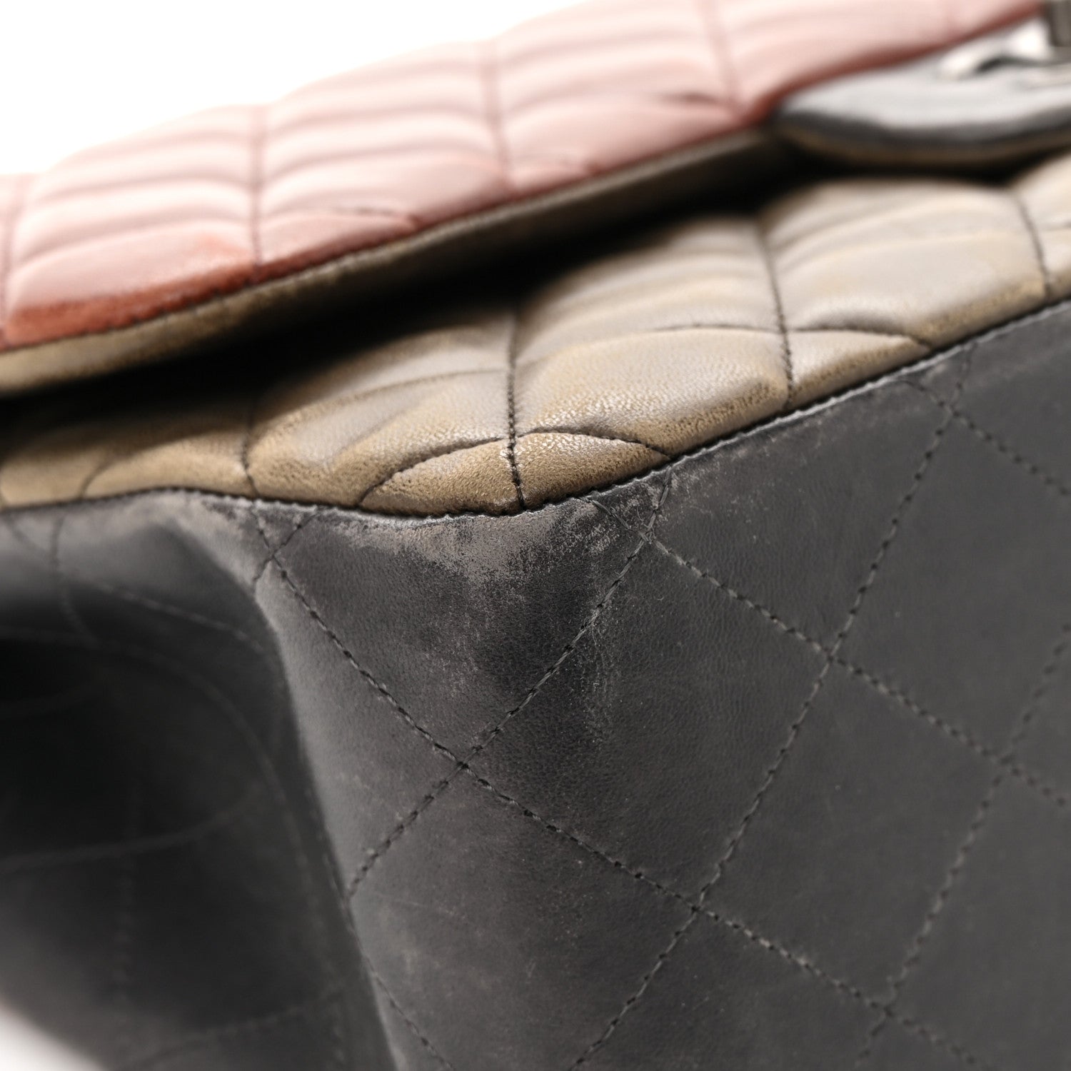Chanel Lambskin Quilted Jumbo Tri-Color Double Flap Burgundy 9 of 22
