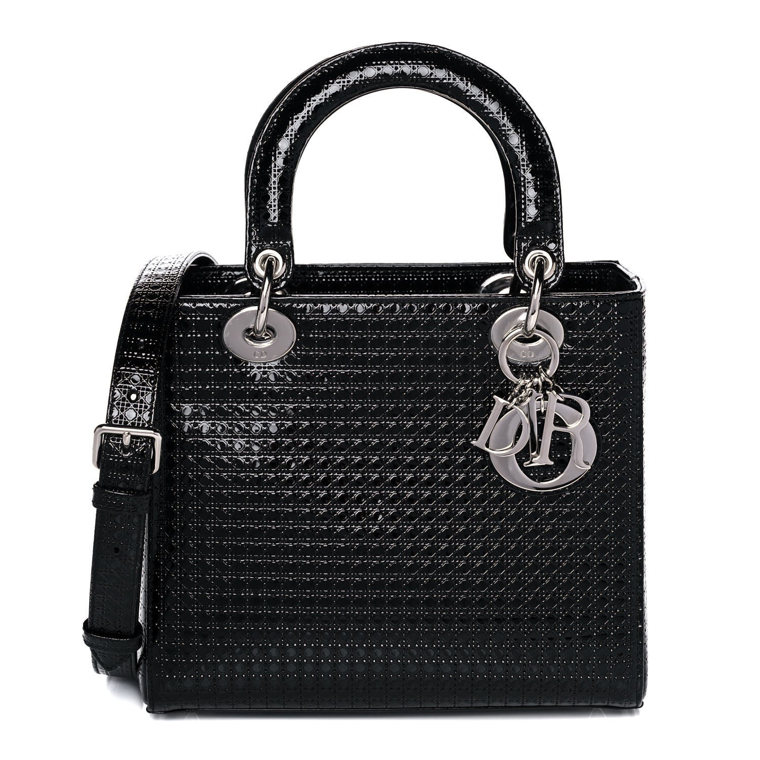 Christian Dior Patent Micro-Cannage Medium Lady Dior Black 1 of 12
