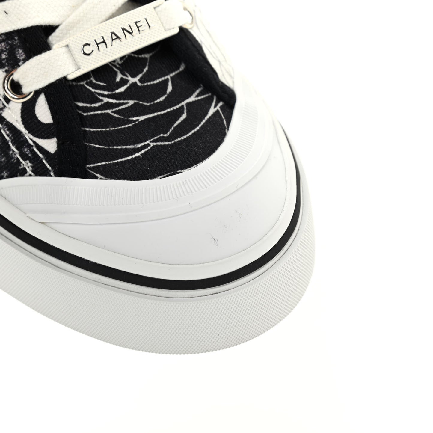 Printed Fabric High Top Logo Sneakers 38 White Black