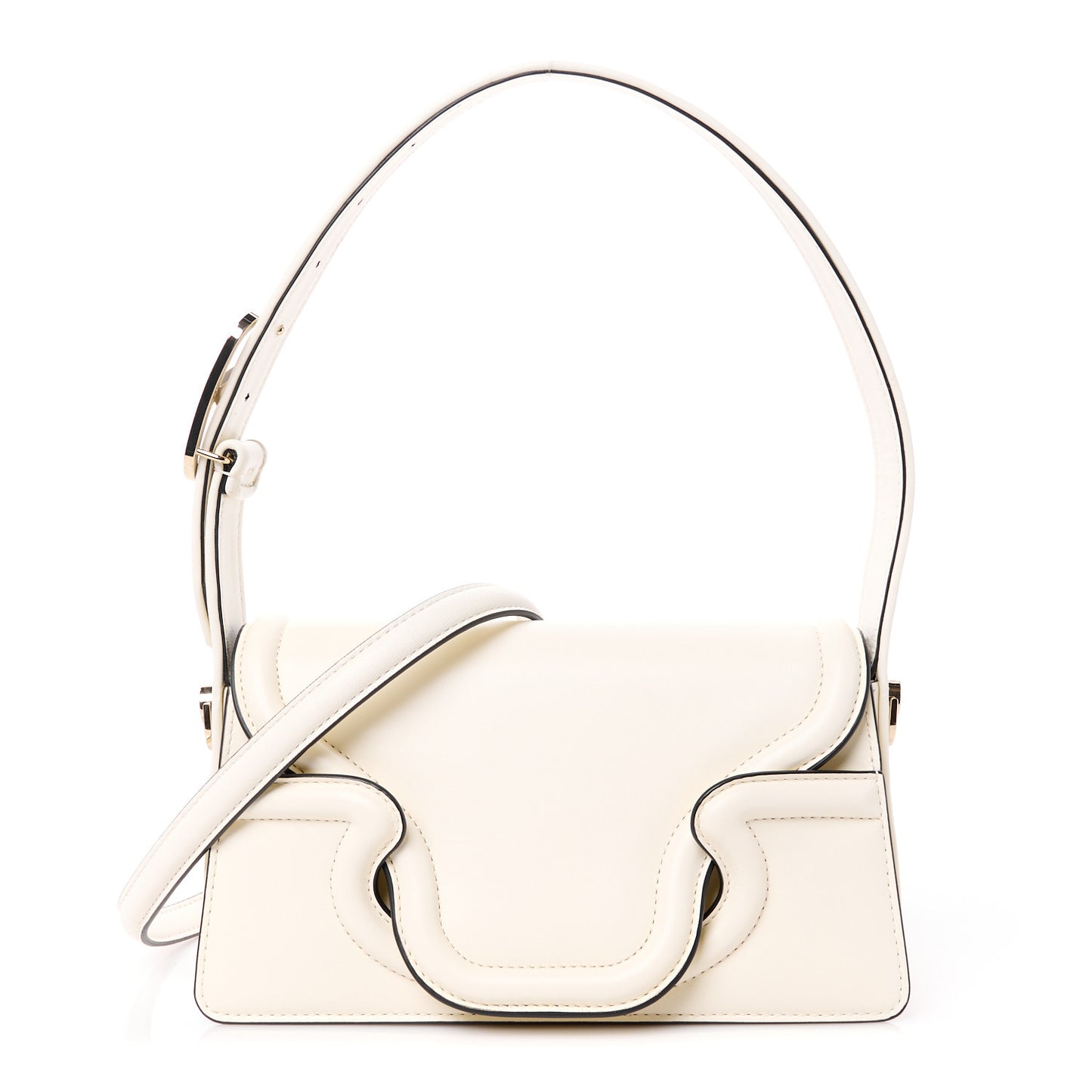 Vitello Sculpture Shoulder Bag Ivory
