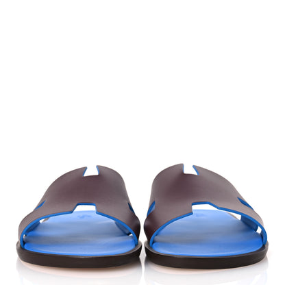 Hermes Calfskin Mens Izmir Sandals 44 Bordeaux Bleu Santorin 3 of 12