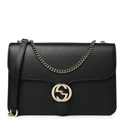 Gucci Dollar Calfskin Interlocking G Shoulder Bag Black 1 of 10