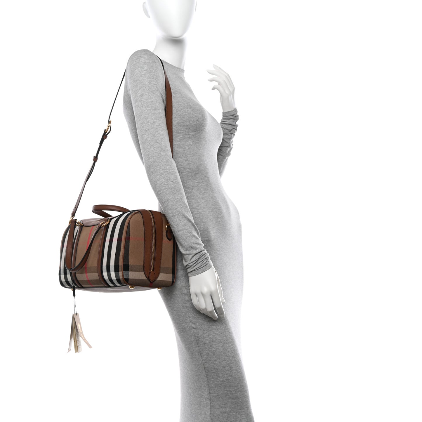 House Check Derby Calfskin Medium Alchester Bowling Bag Tan