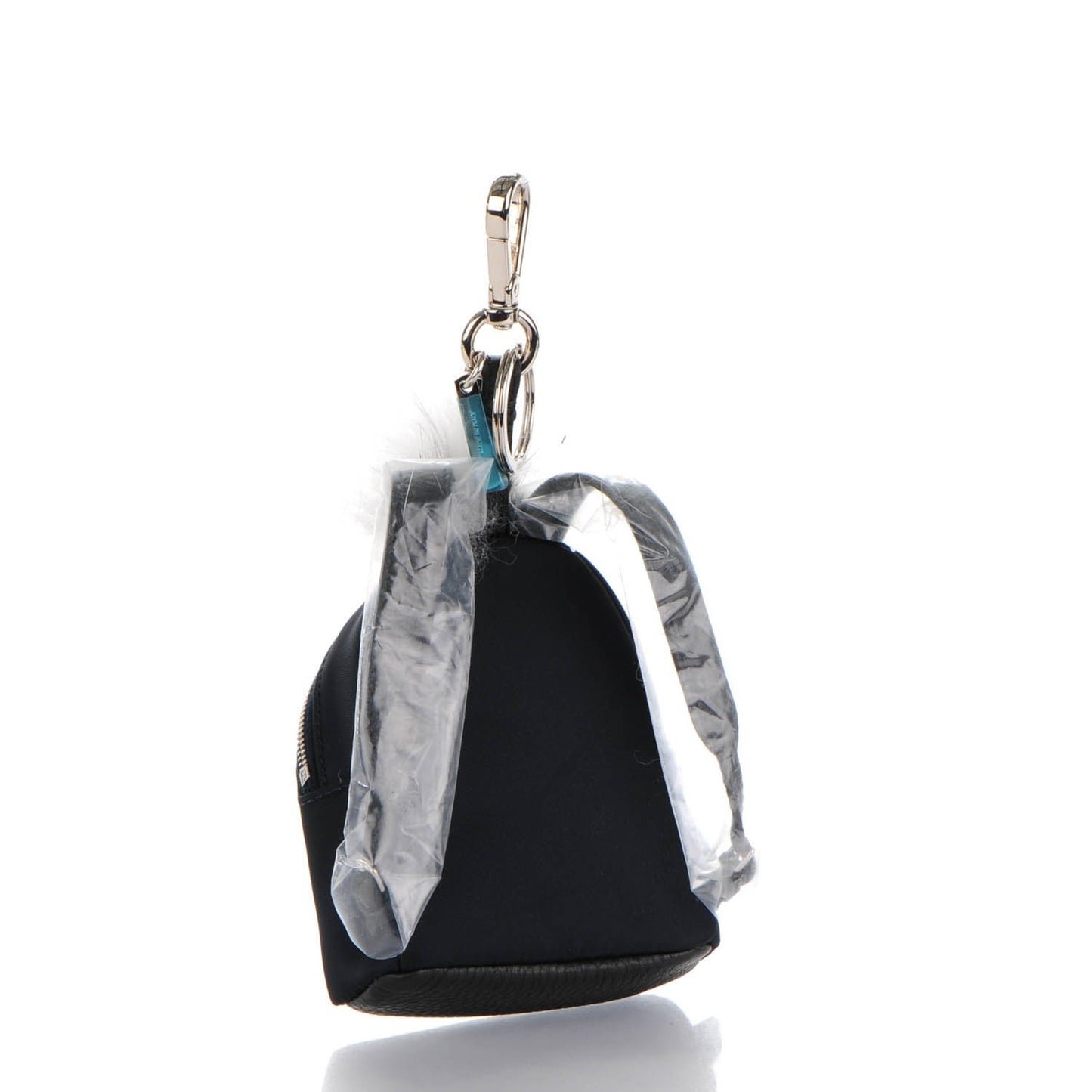 Nylon Cuoio Romano Nutria Fox Fur Monster Eyes Mini Backpack Charm Blue Black Multicolor