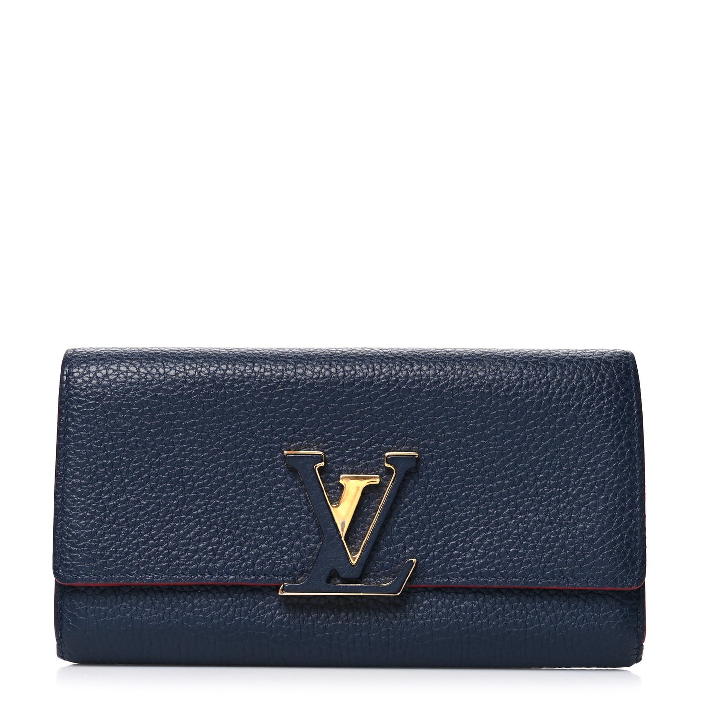 Taurillon Capucines Wallet Marine Rouge