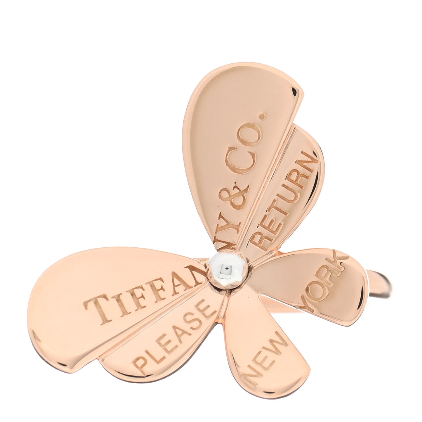 18K Rose Gold Sterling Silver Return to Tiffany Love Bugs Butterfly Ring 54 6.75