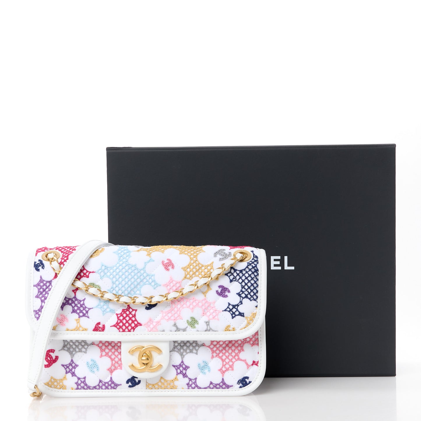 Lambskin Lace Patchwork Flap Bag Multicolor