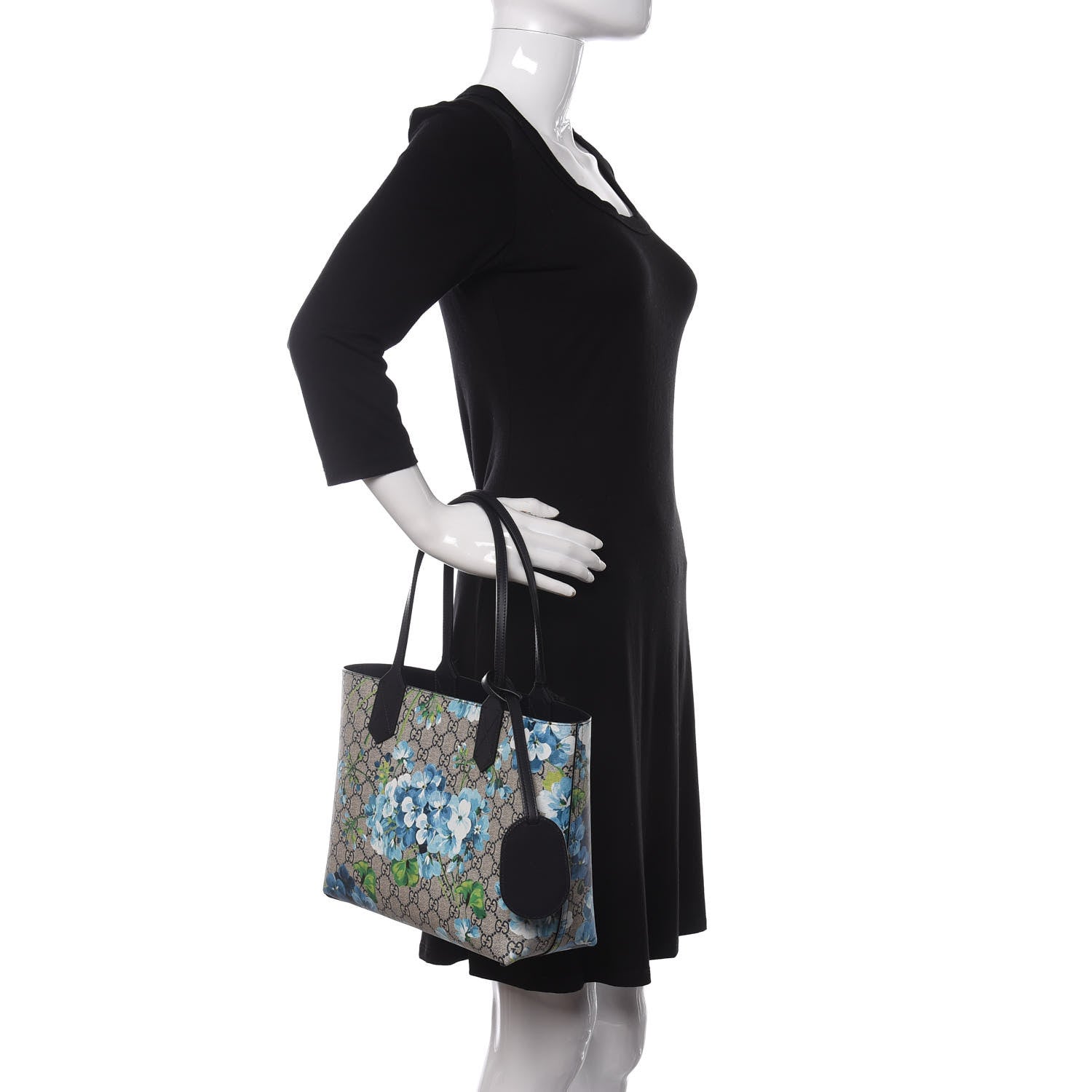 Gucci GG Supreme Monogram Blooms Small Reversible Tote Beige Blue Navy 2 of 10