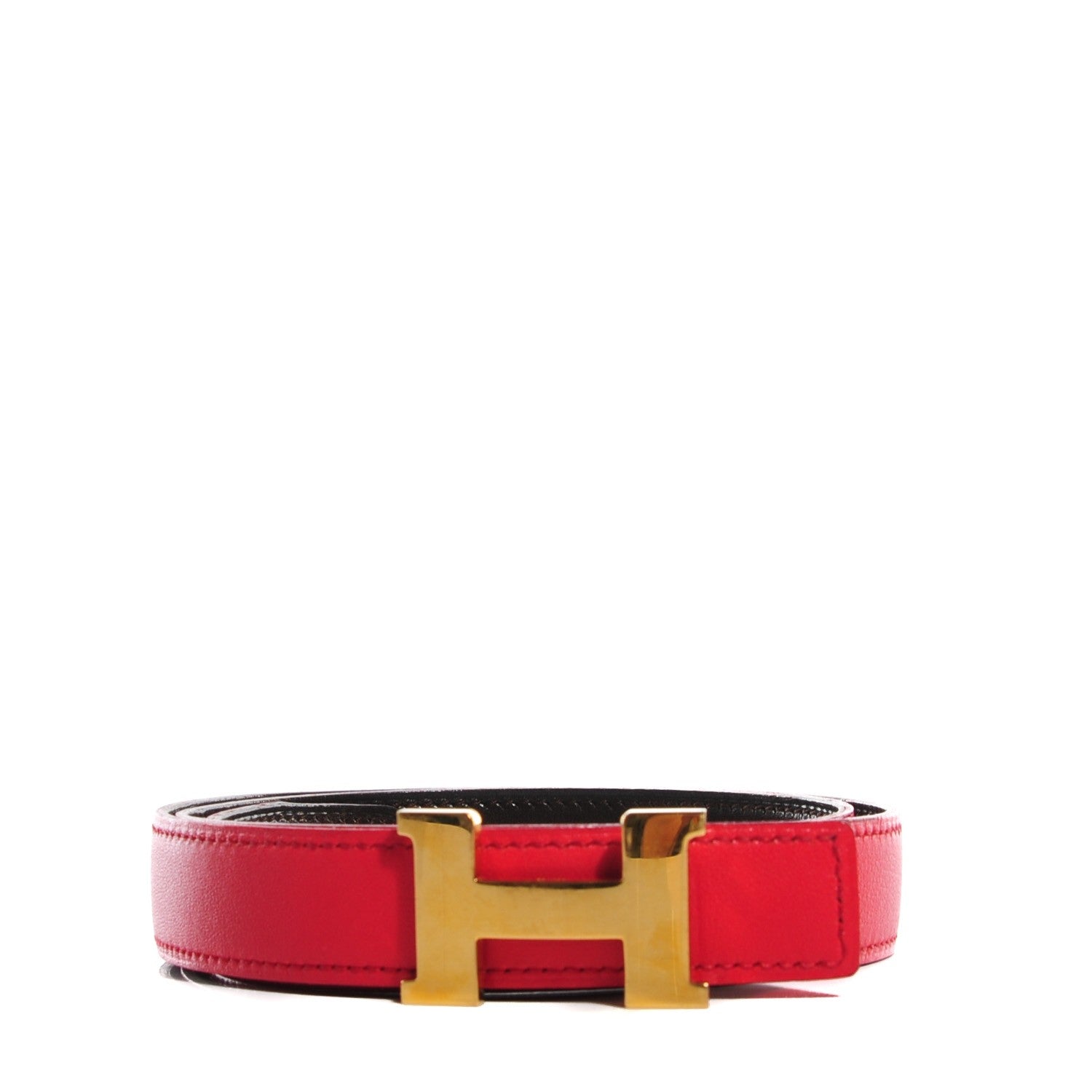 Hermes Gulliver Box 24mm Constance H Belt 80 Rouge Vif Chocolate 1 of 8