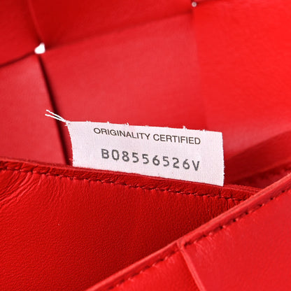 Bottega Veneta Lambskin Maxi Intrecciato Cassette Crossbody Bag Bright Red 7 of 10