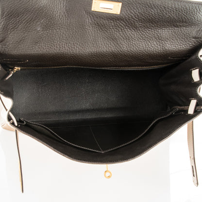 Hermes Taurillon Clemence Tri-Color Kelly Retourne 35 Tabac Camel Ebene Parchemin 5 of 26