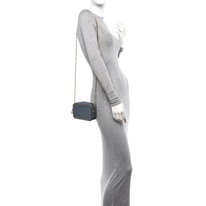 Valentino Garavani Calfskin Small Rockstud Chain Camera Crossbody Bag Light Stone 2 of 9