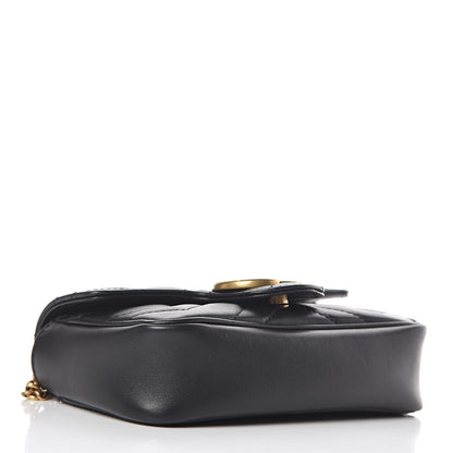 Gucci Calfskin Matelasse Super Mini GG Marmont Shoulder Bag Black 4 of 13