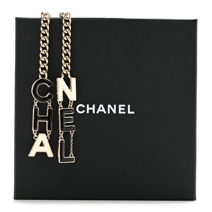 Chanel Enamel CC Lariat Necklace Black Gold Black 6 of 6