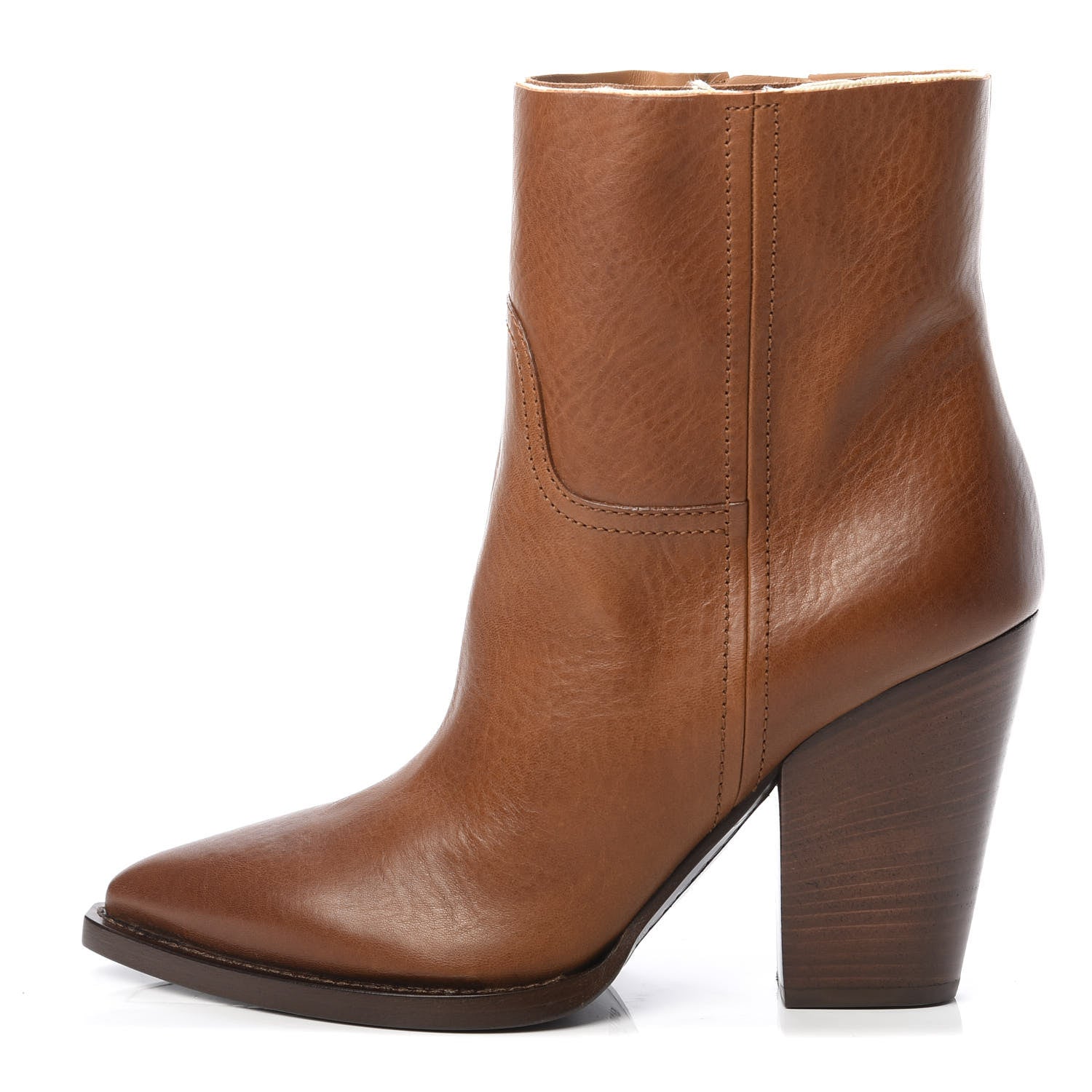 Saint Laurent Calfskin Theo 95 Zip Boot 38.5 Cognac 1 of 11