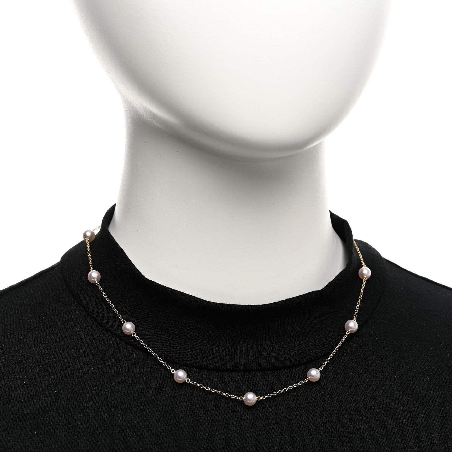 Mikimoto 18K Yellow Gold Akoya Pearl 5.5-6mm Station Necklace 2 of 5