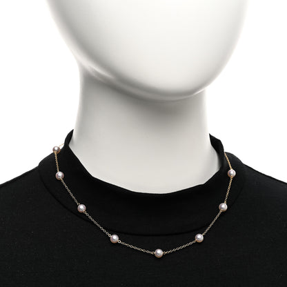 Mikimoto 18K Yellow Gold Akoya Pearl 5.5-6mm Station Necklace 2 of 5