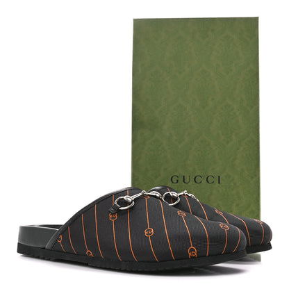 Gucci Vintage Jacquard Diagonal GG Horsebit Mens River Mule Slippers 13 Black Orange 11 of 11