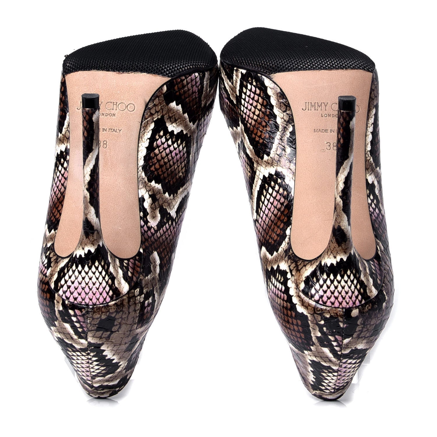 Jimmy Choo Calfskin Snakeskin Embossed Romy 100 Pumps 38 Blush Mix 5 of 6