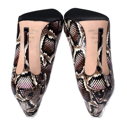 Jimmy Choo Calfskin Snakeskin Embossed Romy 100 Pumps 38 Blush Mix 5 of 6