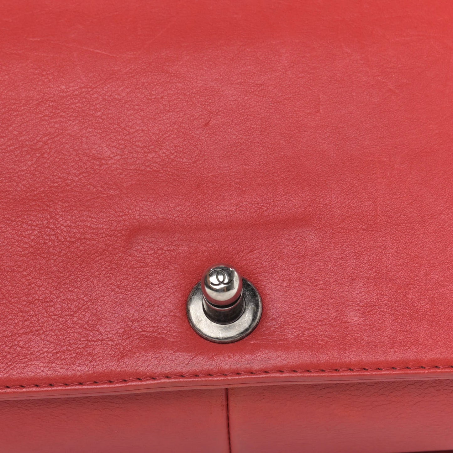Calfskin Quilted Double Stitch Medium Boy Flap Red