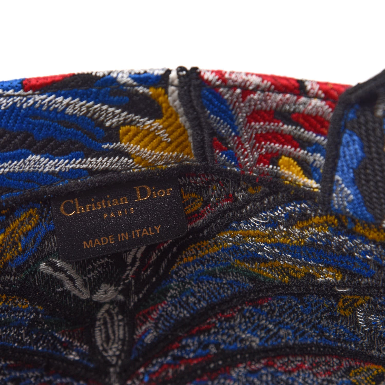 Christian Dior Canvas Embroidered Butterfly Book Tote Black Multicolor 6 of 10
