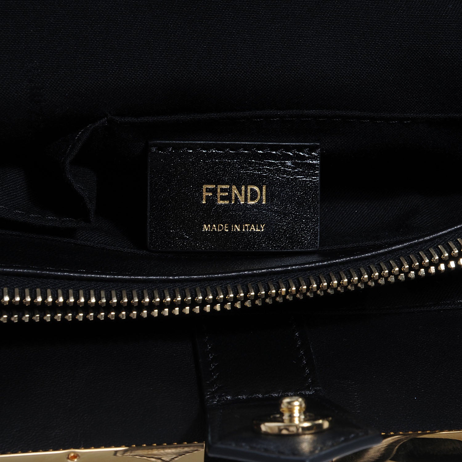 Fendi Nappa Crocodile Trapuntata Medium 2Jours Tote Black 6 of 7