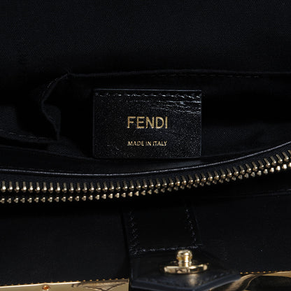 Fendi Nappa Crocodile Trapuntata Medium 2Jours Tote Black 6 of 7