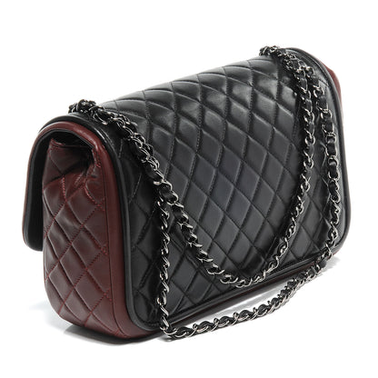 Chanel Lambskin Quilted Jumbo Classic Twist Flap Bag Black Bordeaux 3 of 8