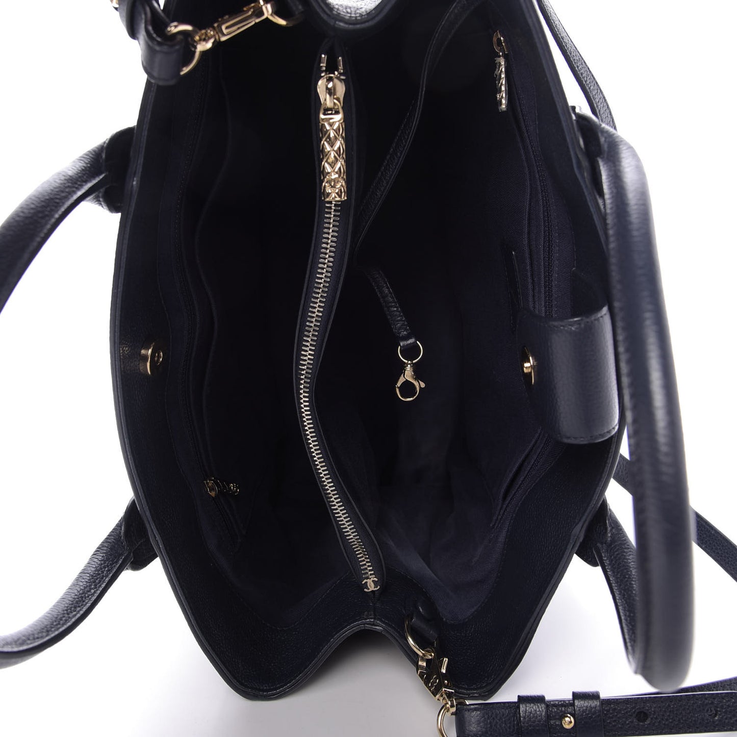 Grained Calfskin Large Neo Executive Shopper Tote Dark Blue