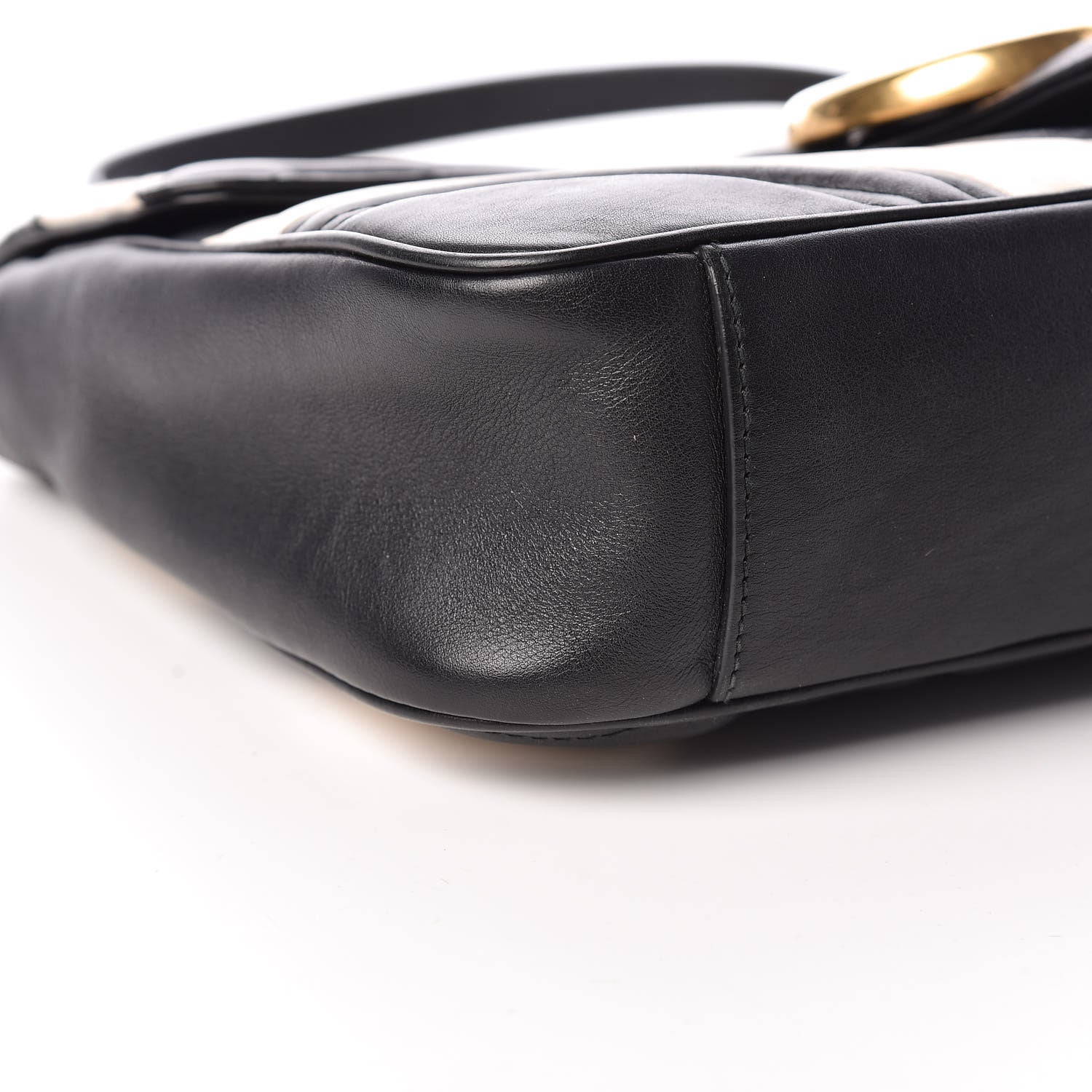 Gucci Calfskin Matelasse Medium GG Marmont Shoulder Bag Black White 5 of 13
