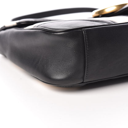 Gucci Calfskin Matelasse Medium GG Marmont Shoulder Bag Black White 5 of 13