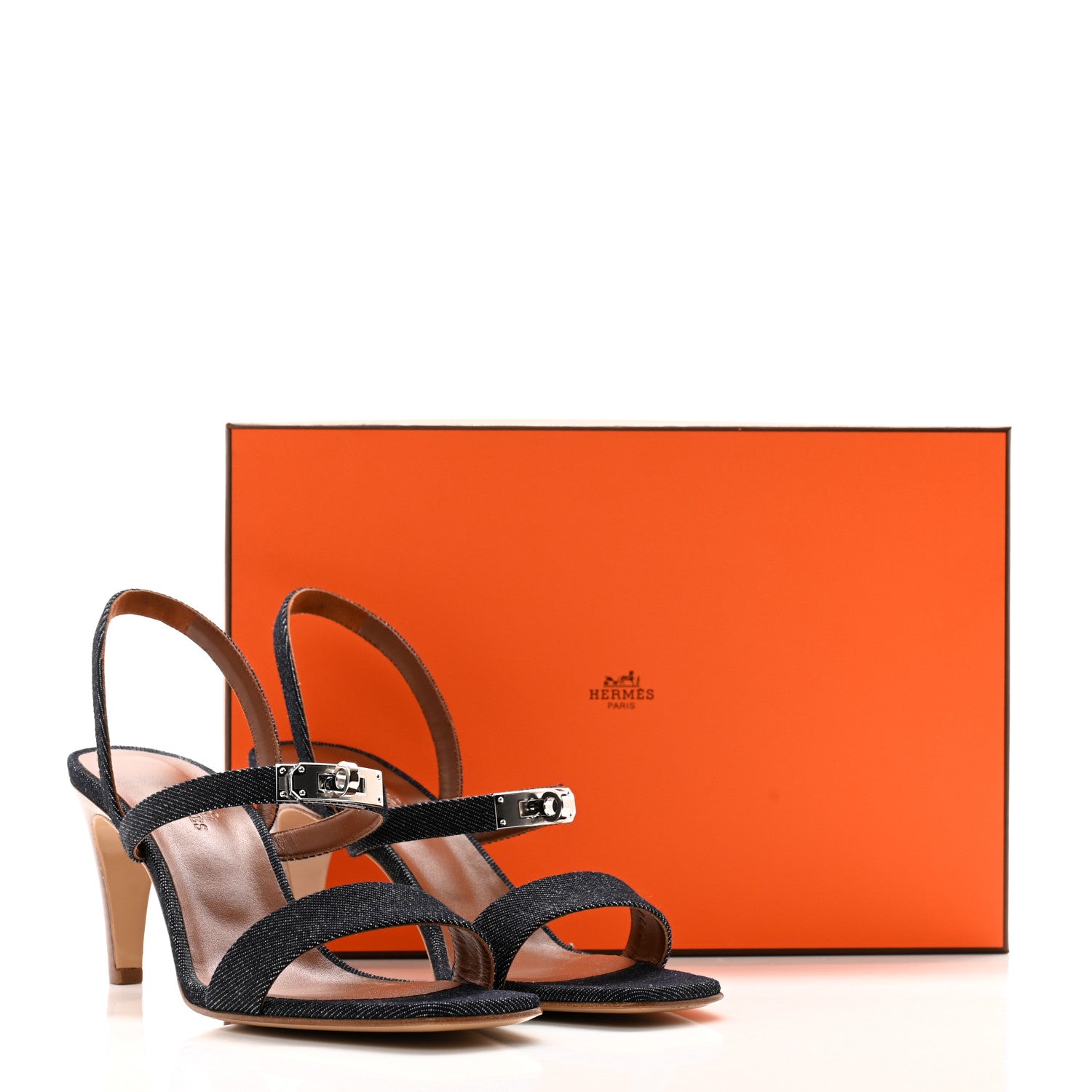 Hermes Denim Glamour 75 Sandals 39 Bleu Brut 10 of 10