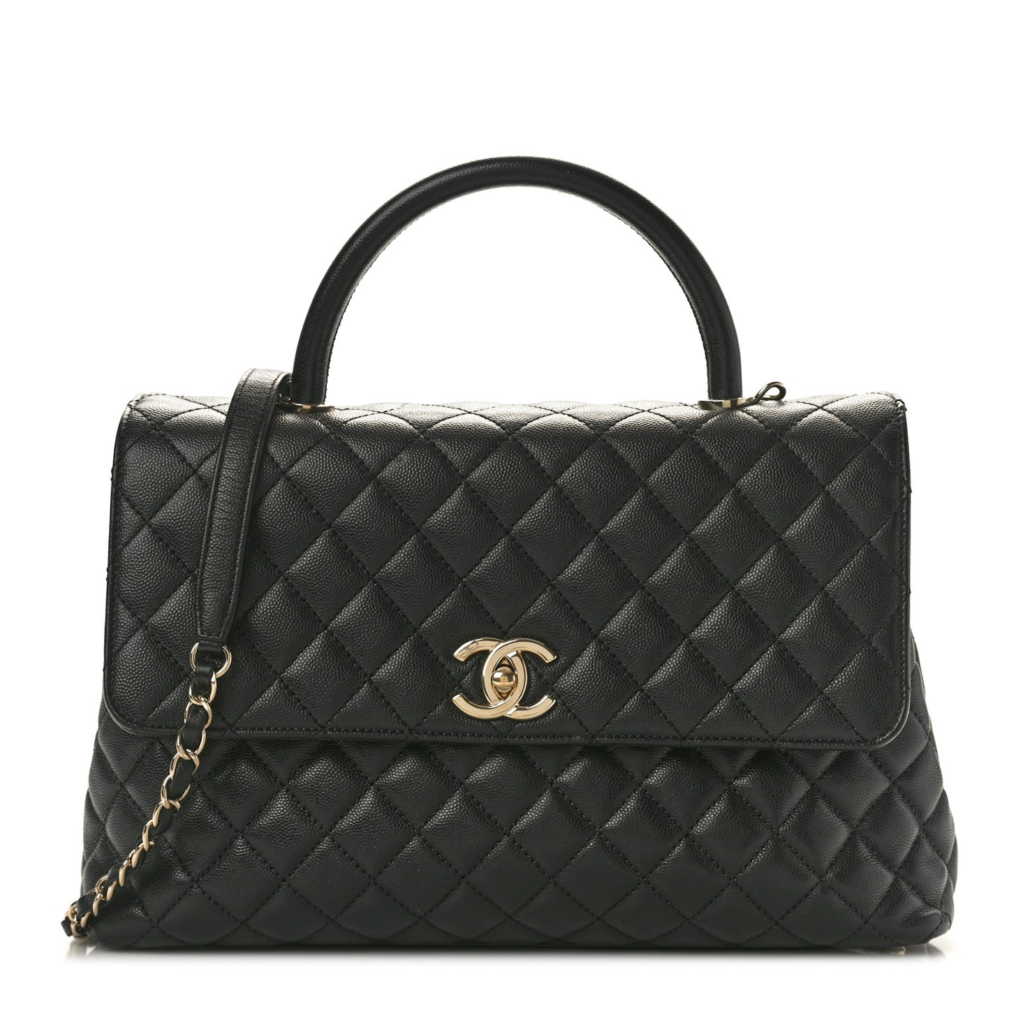 Caviar Quilted Medium Coco Handle Flap Black